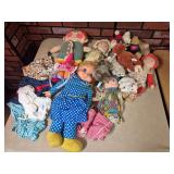 Vintage Dolls, Plush Toys & Doll Clothing. Mixed grouping includes cloth and vinyl dolls, stuffed animals including TY Beanie Baby-style plush, doll clothing and accessories in assorted sizes and styl