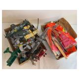 Large assortment of assembled model airplanes and model-kit parts, including military aircraft in U.S., British and German markings, along with boxed and bagged components as shown. Mixed types, scale