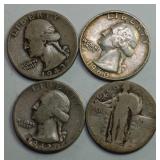 3 Washington Quarters, 1 Liberty Quarter
