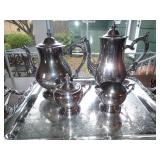 Silverplate tea service with tray