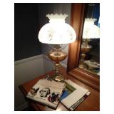 Hand painted glass shade lamp