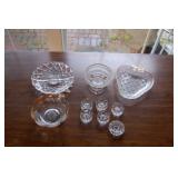 Misc. glass dishes and salt cellars
