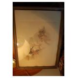 Antique print mother and baby