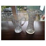 Pressed glass pitcher & vase