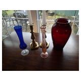 Glass and candle sticks