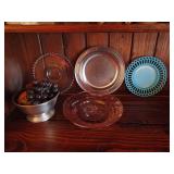 Glass and metal serving pieces as shown