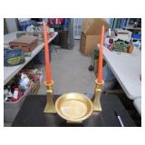 Candle Sticks and Candle Holder / Gold
