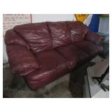 Burgundy / Maroon Leather Sofa