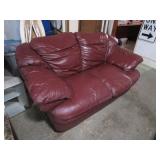 Burgundy / Maroon Leather Loveseat