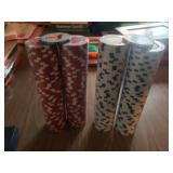 New Poker Chips / 2 Loose Chips / 4 Unopened