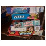 Puzzles / Stamps and Stickers Lot