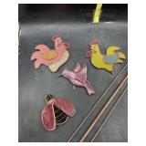 4 stained glass yard stakes