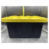 New tote with yellow lid- stackable - 16x12x8in