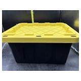 New tote with yellow lid- stackable - 16x12x8in