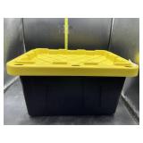New tote with yellow lid- stackable - 16x12x8in