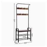 Sunnyglade Vintage Coat Rack Shoe Bench, Hall