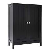 Black Bathroom Floor Storage Cabinet with 2