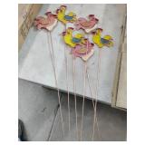 6 Copper Yard Stakes Hens & Roosters
