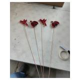 4 Copper Yard Stakes. Hummingbird & Lady Bugs 31"