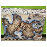 Map of Neverland framed canvas - 16x20in