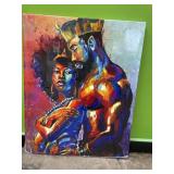 African queen and king framed canvas - 16x20in