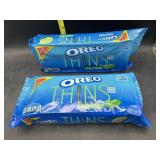 2 family size Oreos thins mint flavored cookies