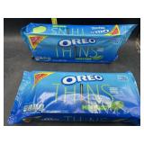 2 family size Oreos thins mint flavored cookies