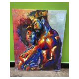 African queen and king framed canvas - 16x20in