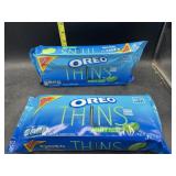 2 family size Oreos thins mint flavored cookies