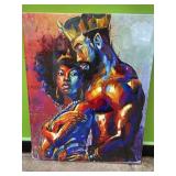 African queen and king framed canvas - 16x20in