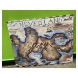 Map of Neverland framed canvas - 16x20in