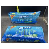 2 family size Oreos thins mint flavored cookies