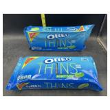 2 family size Oreos thins mint flavored cookies
