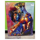 African king and queen on framed canvas - 16x20in