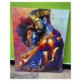 African king and queen on framed canvas - 16x20in
