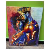 African king and queen on framed canvas - 16x20in