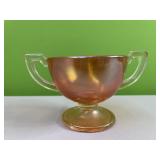 Double handle carnival glass dish