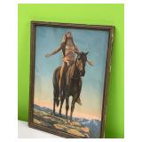 Native American on horse photo 13x17in