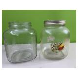 2 old glass coffee jars