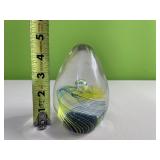 Pear shaped glass paperweight