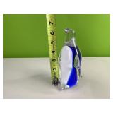 Glass penguin paperweight