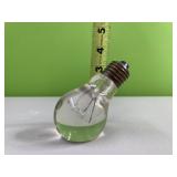 Glass light bulb paperweight