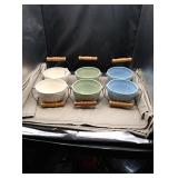 6 crock bowls with handles