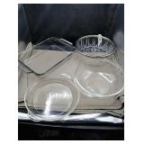 4 pc misc glassware- 2bowls, one pie plate,  one