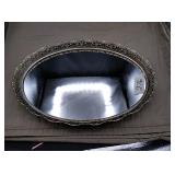 Oval mirror  with gold trim 13.5" It can lay