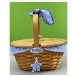 2000 century longaberger basket with lid & blue
