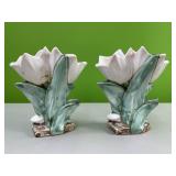 2 McCoy tulip vases