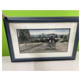 Horse carriage on farm land wall photo - 23x15in