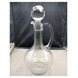 Glass decanter with grape and leaves etched