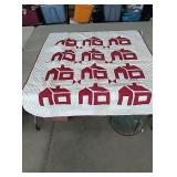 Approx 50.5"×57" red and white quilt